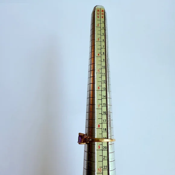 14K Yellow Solid Gold .55 CT Amethyst Shape Heart Natural Diamond Love Band Ring - Picture 10 of 11